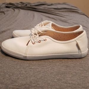 Vans white with rose accents